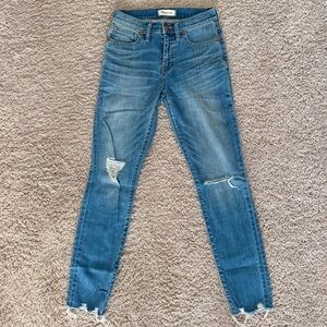 Madewell Mid Rise Light Blue Skinny Ripped Jeans Size 26